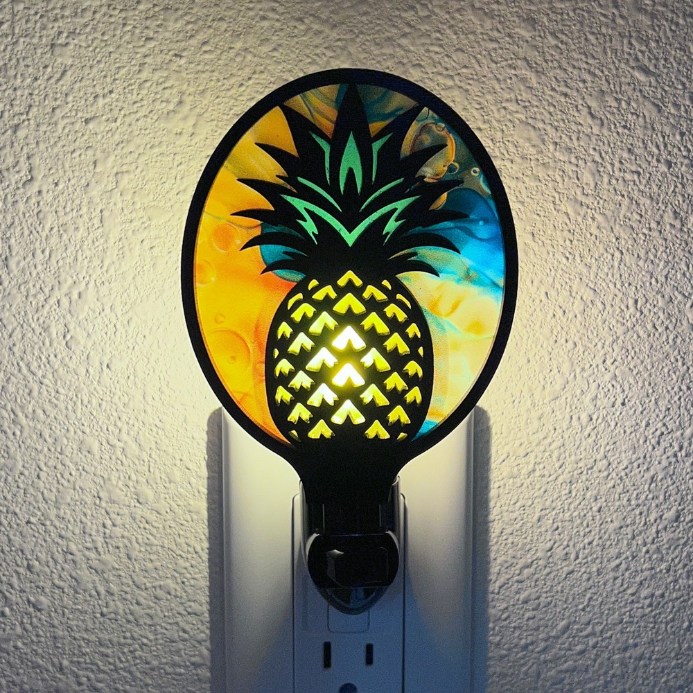 Pineapple Night Light Tropical Wall Decor Nightlight Fruit Art Handmade